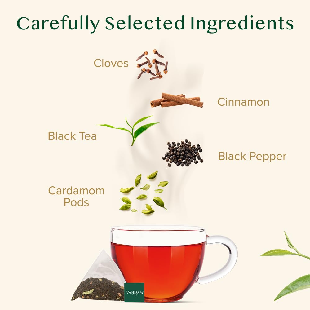Vahdam India's Original Masala Chai Tea 100 Bags - Key Specifications