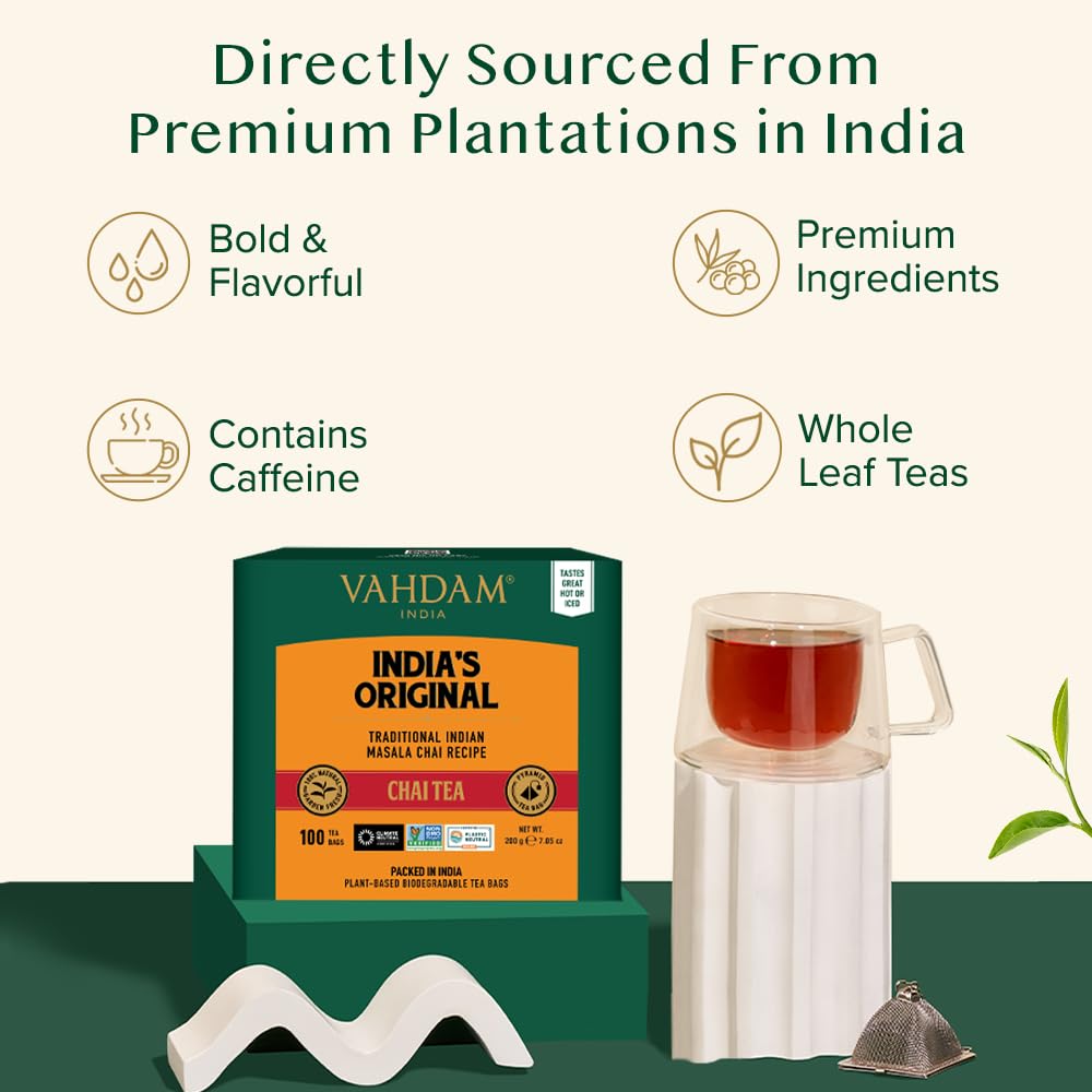 Vahdam India's Original Masala Chai Tea 100 Bags - Design and Build Quality