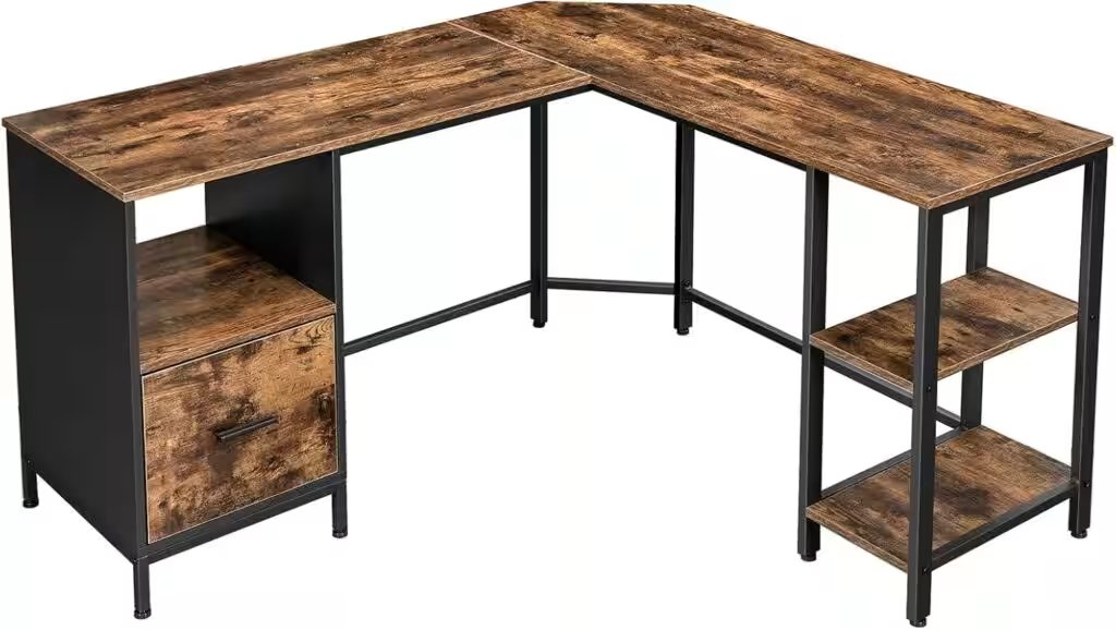 VASAGLE Industrial L-Shaped Desk with Shelves 59 Inch Review — The Amazon Favorite With 60,000+ Ratings Put to the Test - Product Image