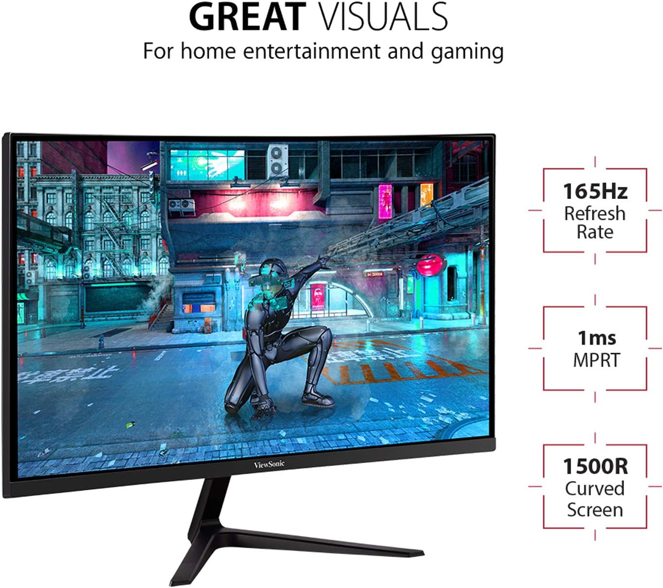 ViewSonic VX2718-2KPC-MHD 27 Inch 165Hz Curved Monitor - Key Specifications