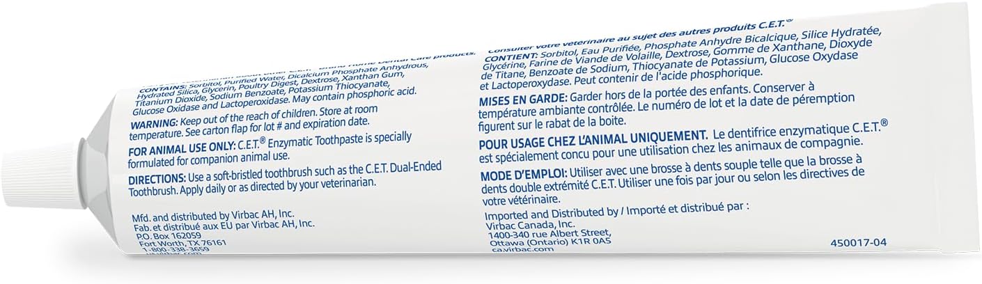 Virbac CET Enzymatic Toothpaste for Dogs Poultry Flavor - Key Specifications