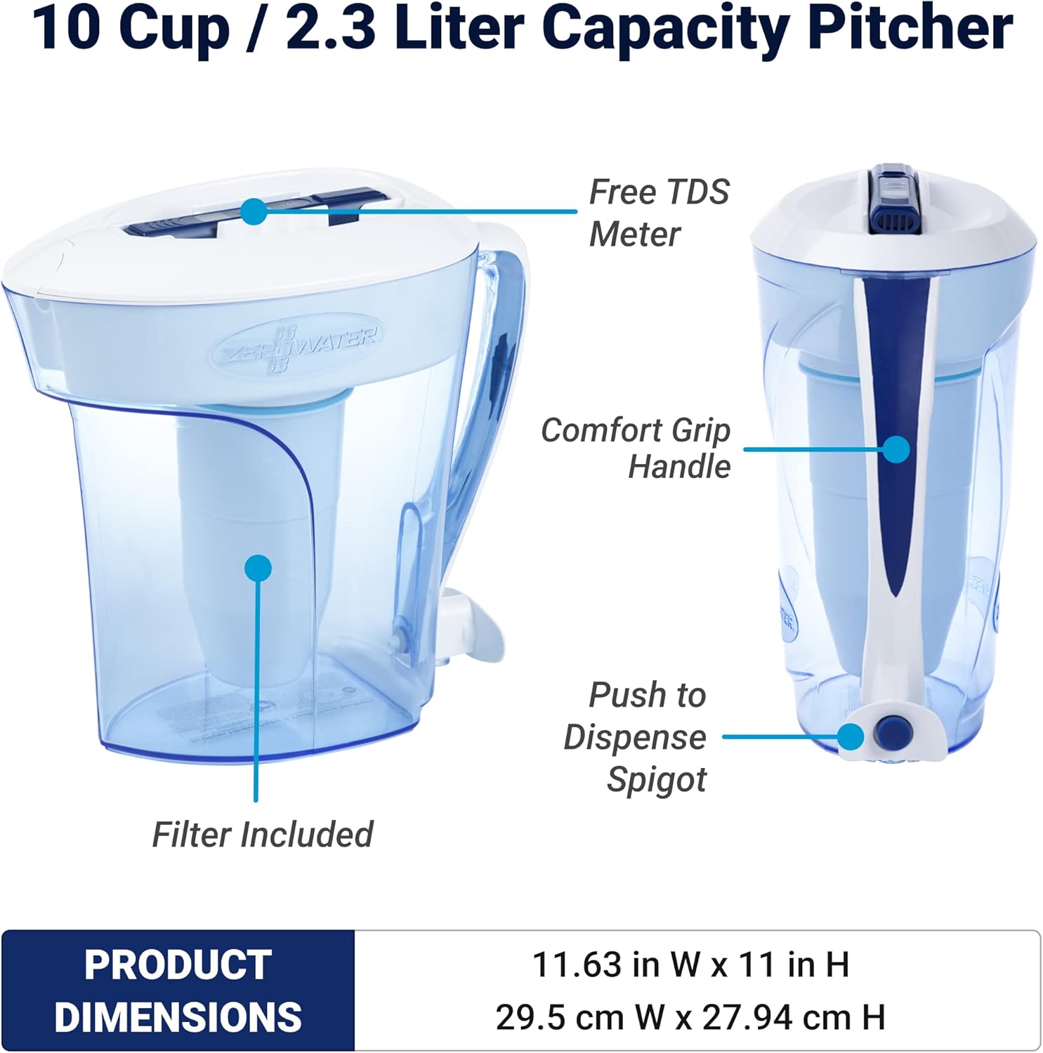 ZeroWater 10-Cup Ready-Pour Water Filter Pitcher - Design and Build Quality