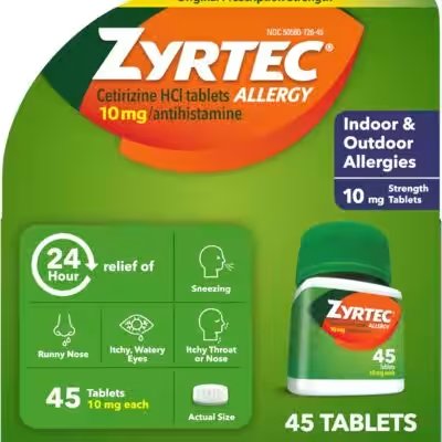 Zyrtec 24 Hour Allergy Relief Tablets 10mg 45 Count Review: Best Health & Household Pick Under $40? - Product Image