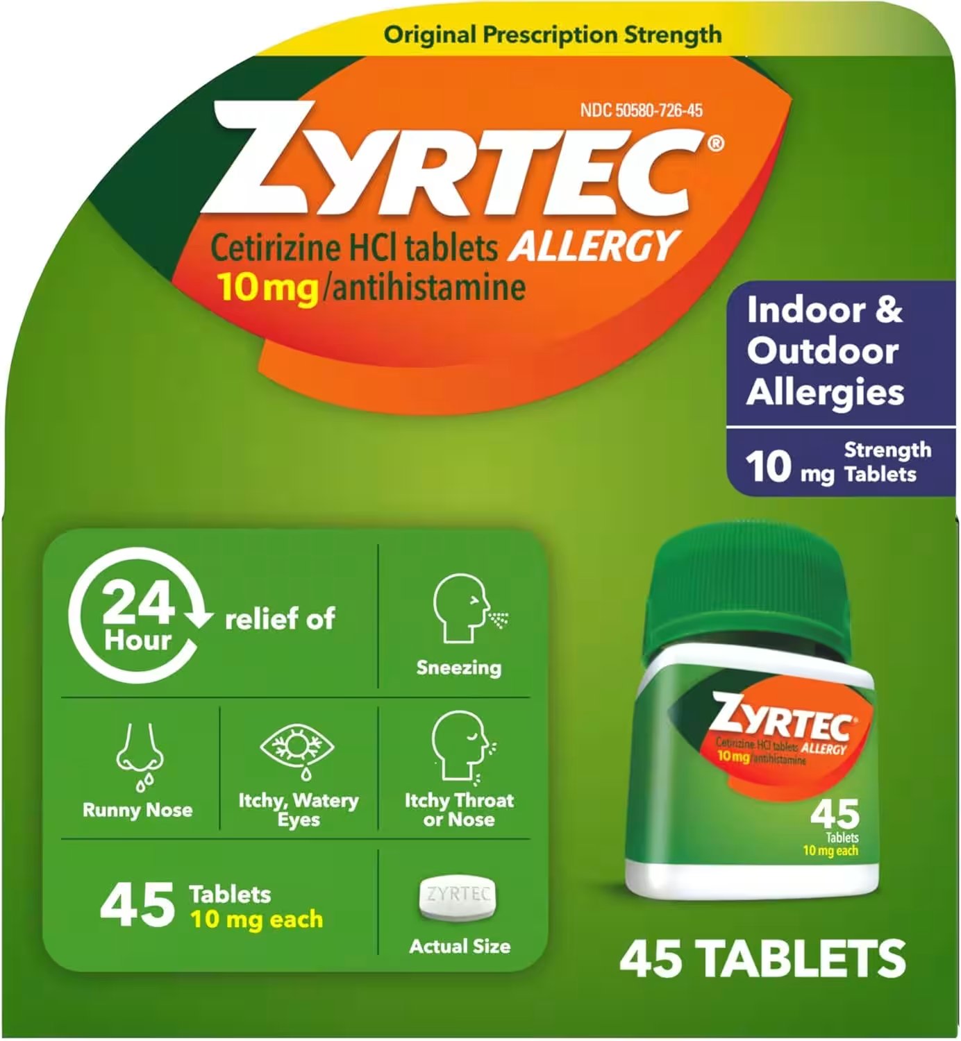 Zyrtec 24 Hour Allergy Relief Tablets 10mg 45 Count Review