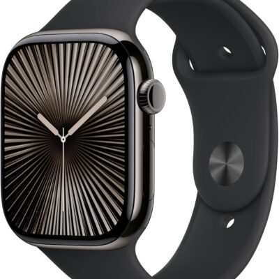 Apple Watch Series 10 GPS + Cellular 46mm Slate Titanium with Black Sport Band - Product Image
