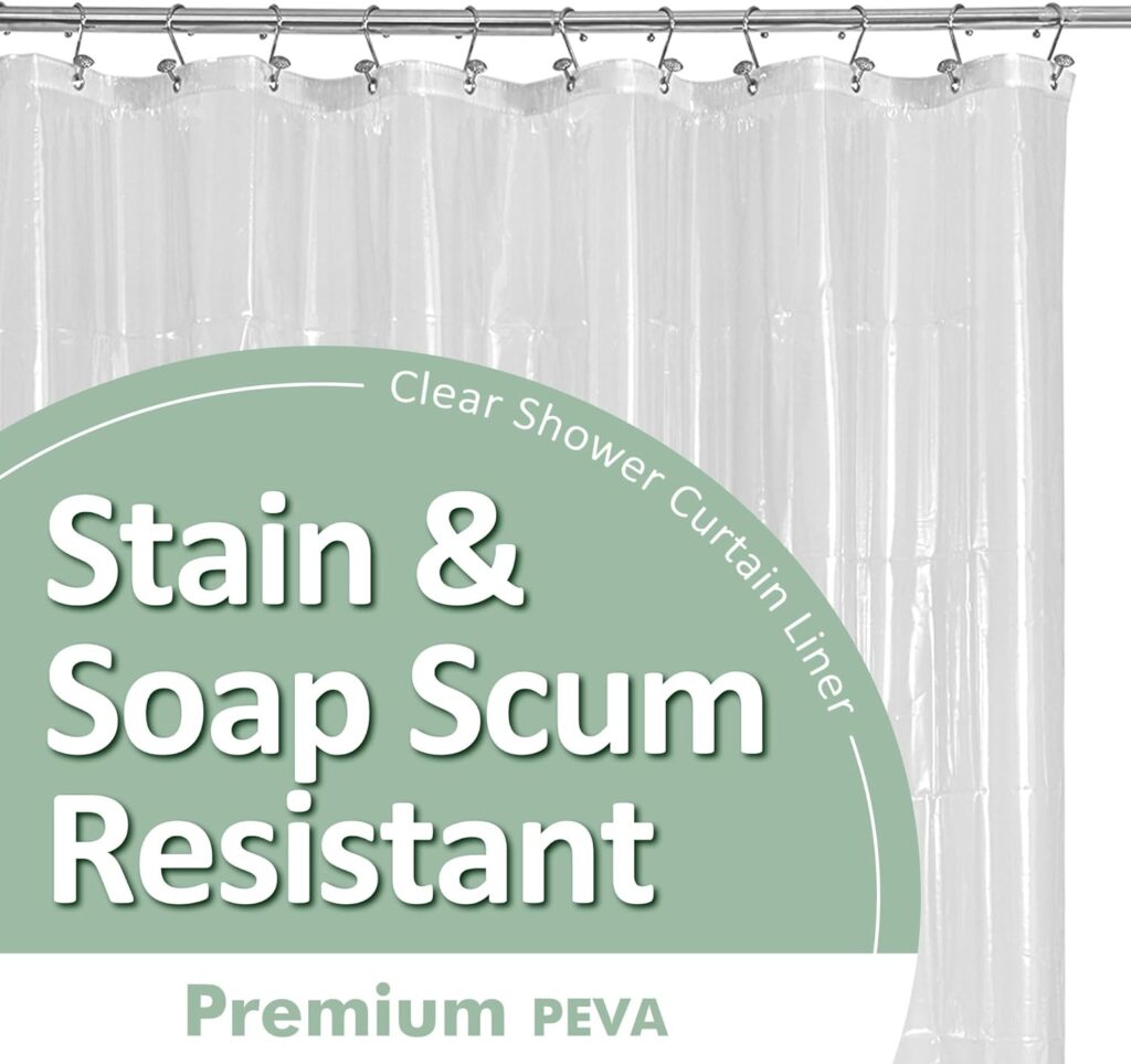 Barossa Design Plastic Shower Liner Clear Premium PEVA with Rustproof Grommets and Magnets - Product Image