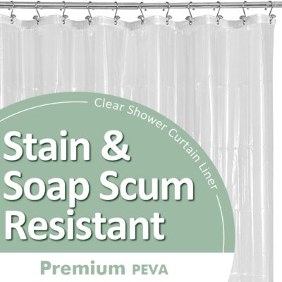 Barossa Design Plastic Shower Liner Clear Premium PEVA with Rustproof Grommets and Magnets - Product Image