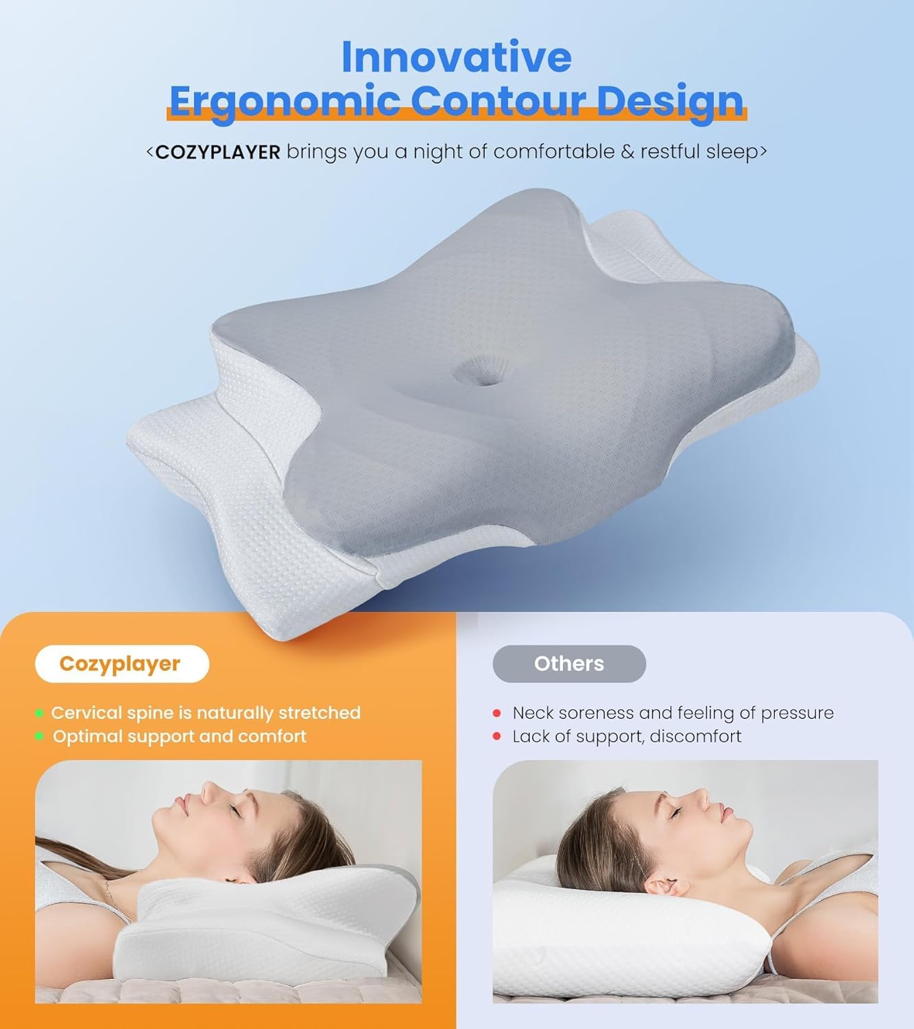 Ultra Pain Relief Cooling Pillow for Neck Support Adjustable Cervical Pillow Cozy Sleeping Odorless Ergonomic Contour Memory Foam Pillow Orthopedic Bed Pillow for Side Back Stomach Sleeper - Key Specifications