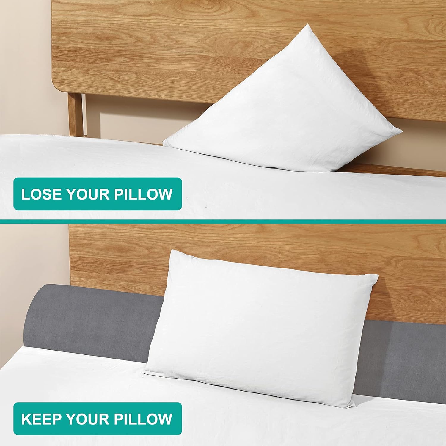 Vekkia King Bed Wedge Pillow for Headboard Gap with Side Pockets and Washable Cover Gray 76x10x6 - Key Specifications