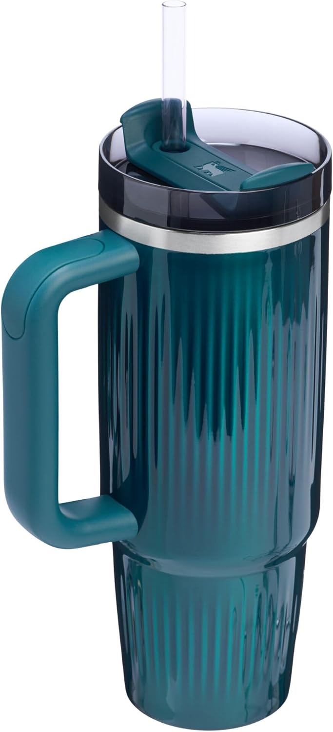 STANLEY Quencher H2.0 Tumbler with Handle and Straw 30oz Flowstate Fluted Marina Shine - Design and Build