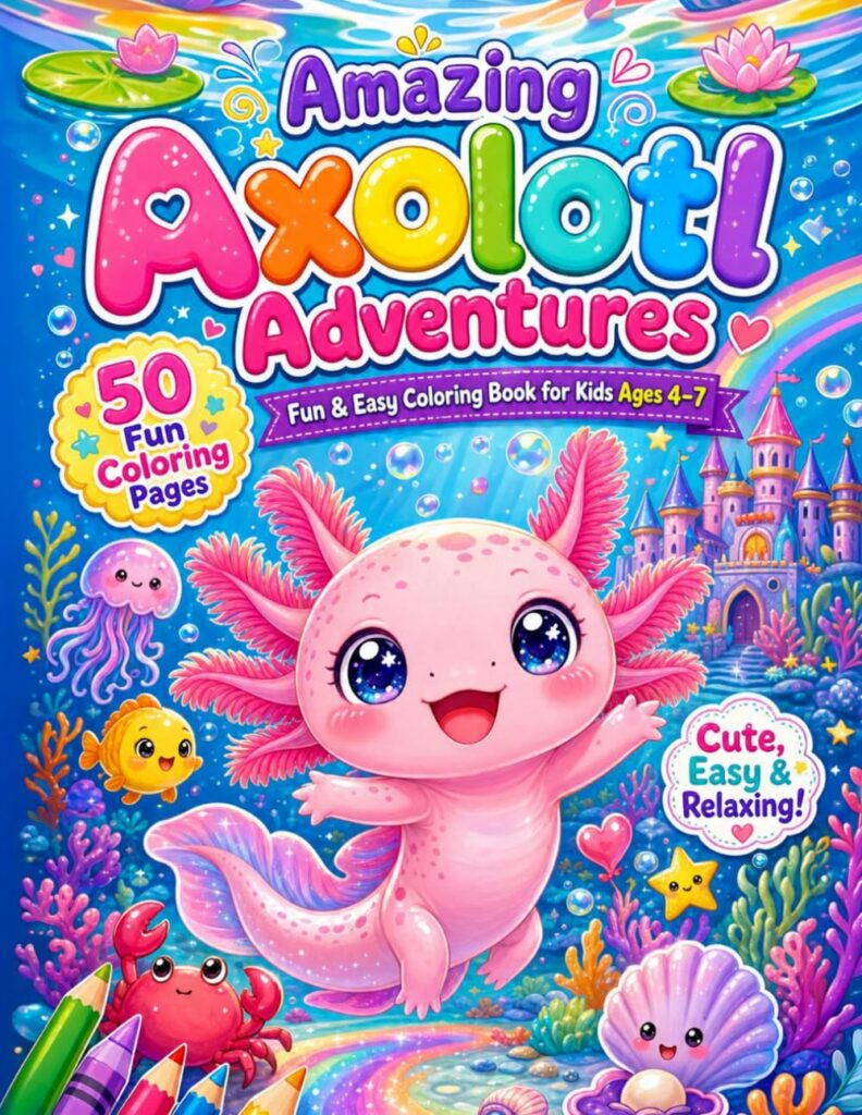 Amazing Axolotl Adventures: Fun & Easy Coloring Book for Kids Ages 4-7 - Product Image