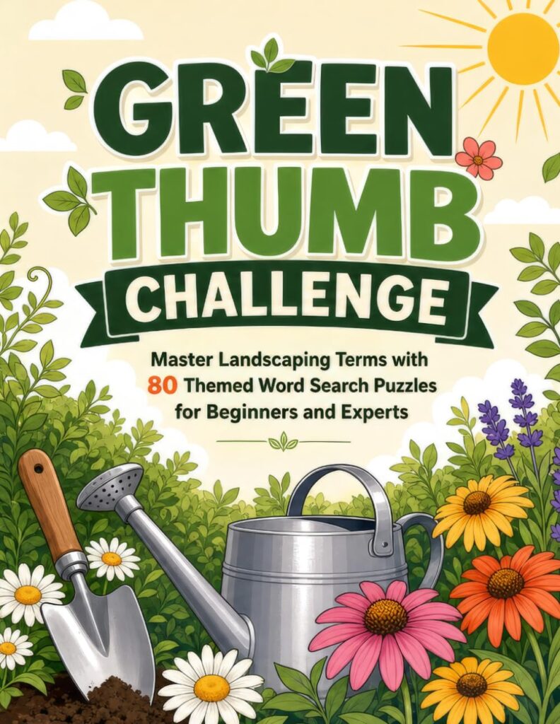 Green Thumb Challenge: Master Landscaping Terms with 80 Themed Word Search Puzzles for Beginners and Experts - Product Image