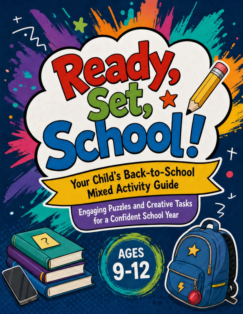 Ready Set School Ages 9-12 Mixed Activity Book with Puzzles Mazes and Creative Coloring for Kids - Performance