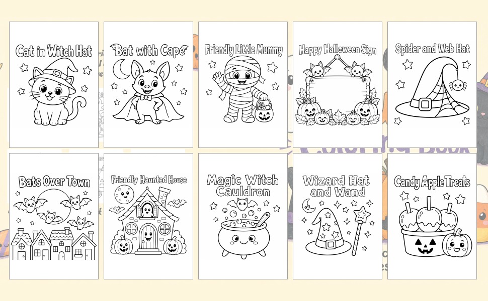 Spooky Cute Coloring Book: 50 Magical Creatures, Costumes and Treats - Design and Build