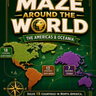 Maze Around the World - North America, South America and Oceania: Solve 38 Country-Shaped Mazes and Explore Every Nation - Product Image