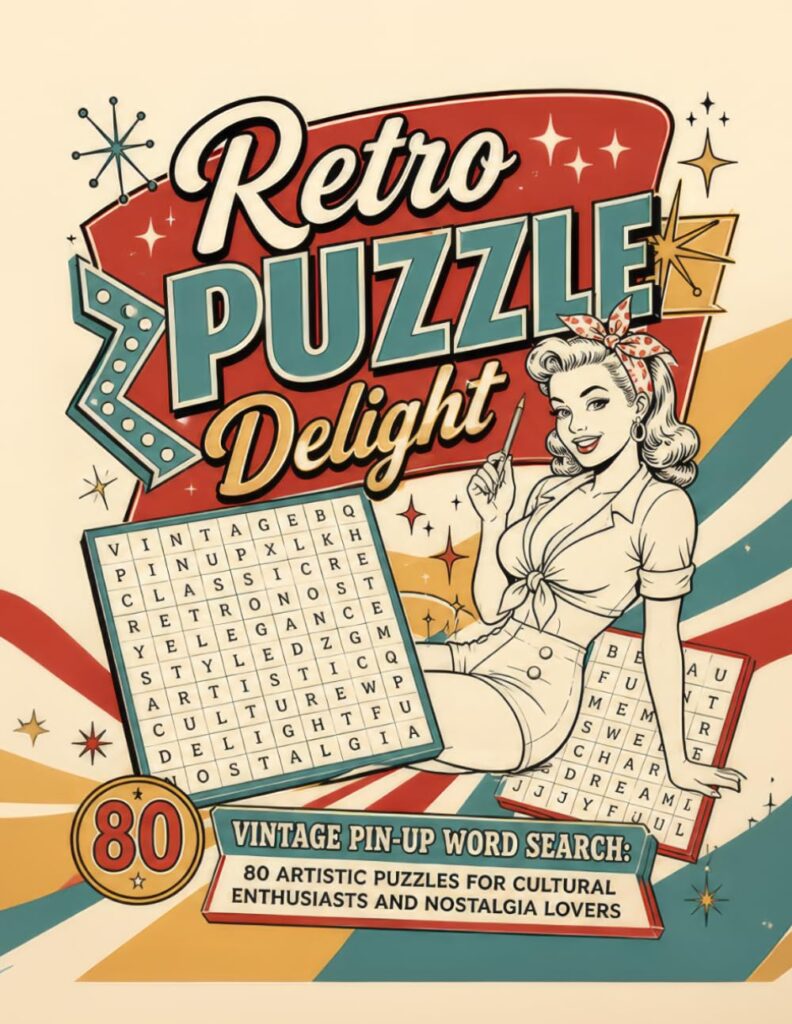 Retro Puzzle Delight: Vintage Pin-Up Word Search - 80 Artistic Puzzles for Cultural Enthusiasts and Nostalgia Lovers - Product Image