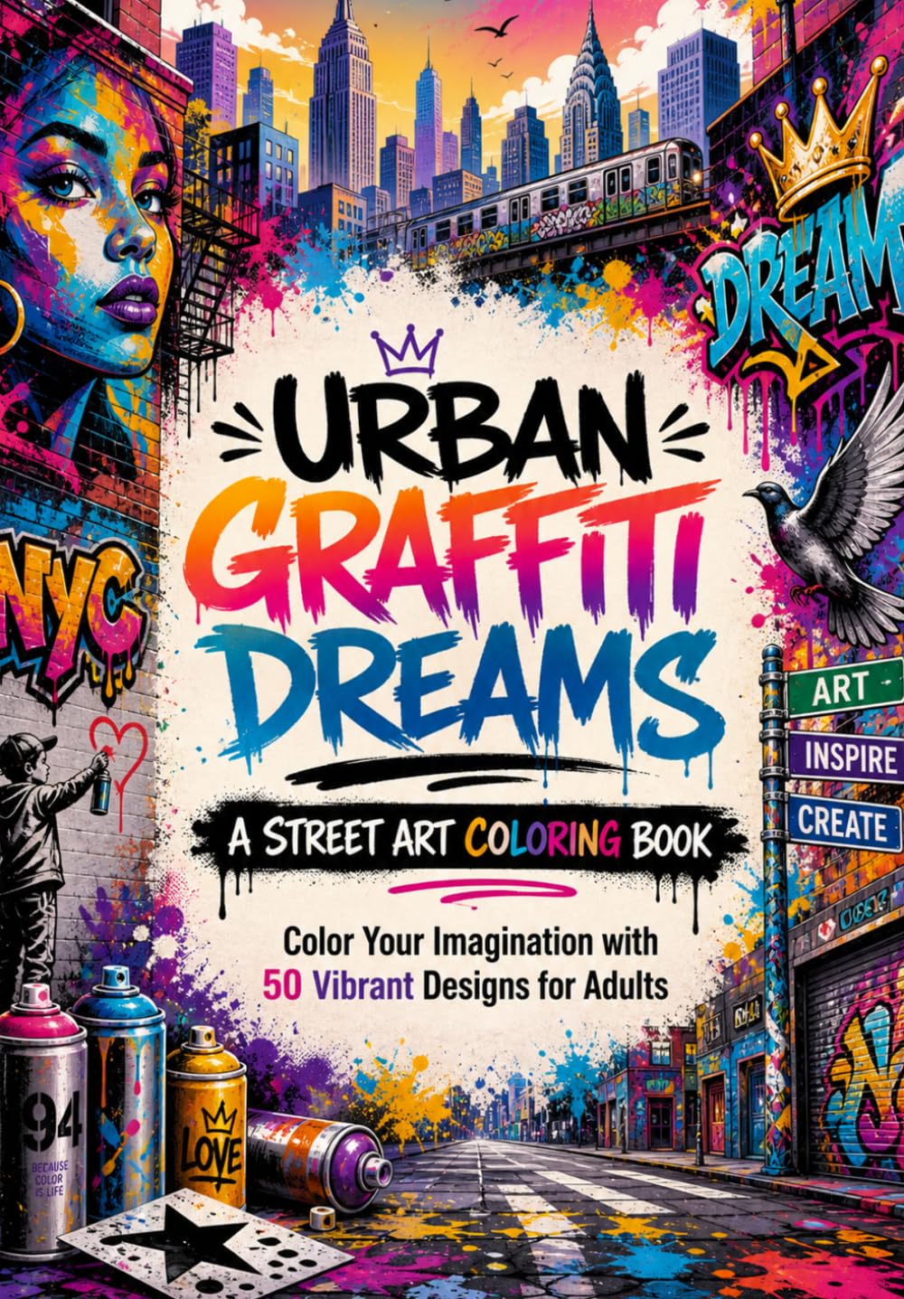 Urban Graffiti Dreams: A Street Art Coloring Book with 50 Vibrant Designs for Adults - Review